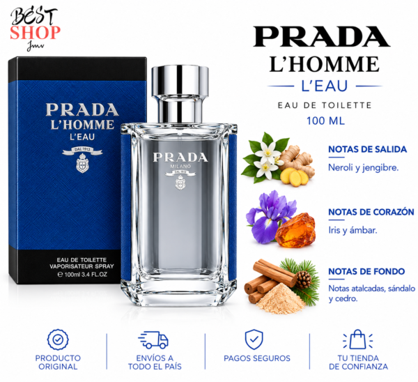 Anuncio elegante de Prada L’Homme L’Eau Prada L’Homme L'EAU 100 ml EDT
