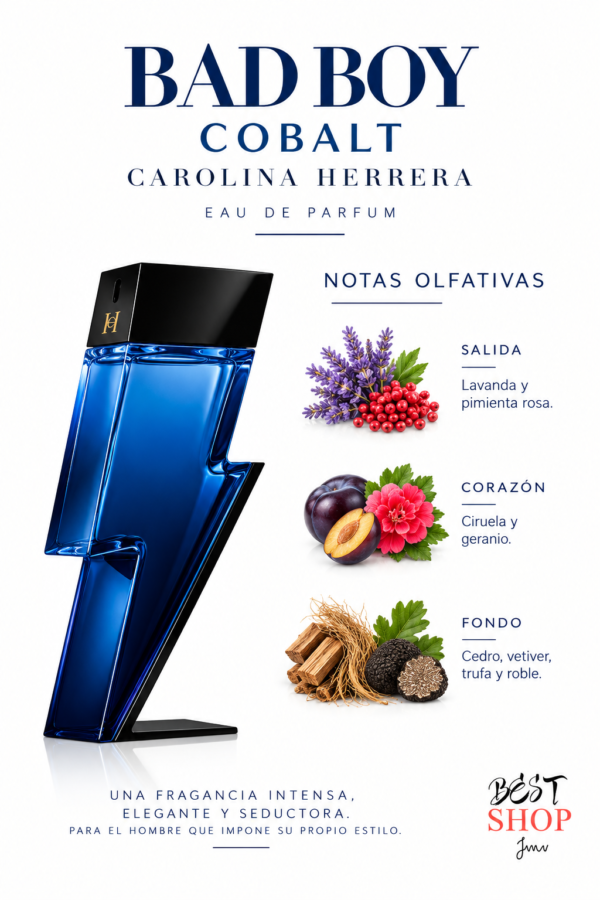 Elegancia Cobalto en Notas Olfativas (1) CH Bad Boy Cobalt Electrique 100 ml EDP